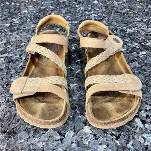 Sanosan Sandals Made In Spain Tan Braided Leather Adjustable Size 37/7